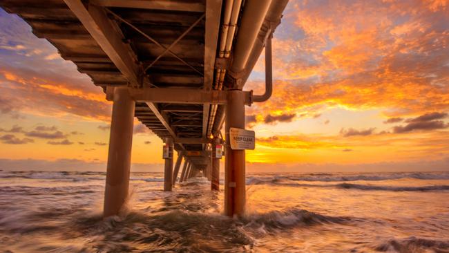 The sand pumping jetty at the Spit. Picture: Jules Ingall.