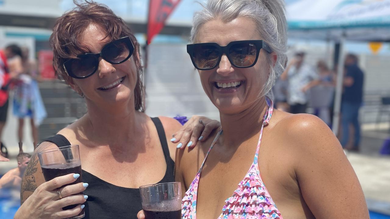 Sunshine Coast mums Lara Bogusz and Hayley Hancock won a Galentines Day ticket on Bonza Airlines first Mackay flight in a 91.9 SeaFM contest. Photo: Zoe Devenport