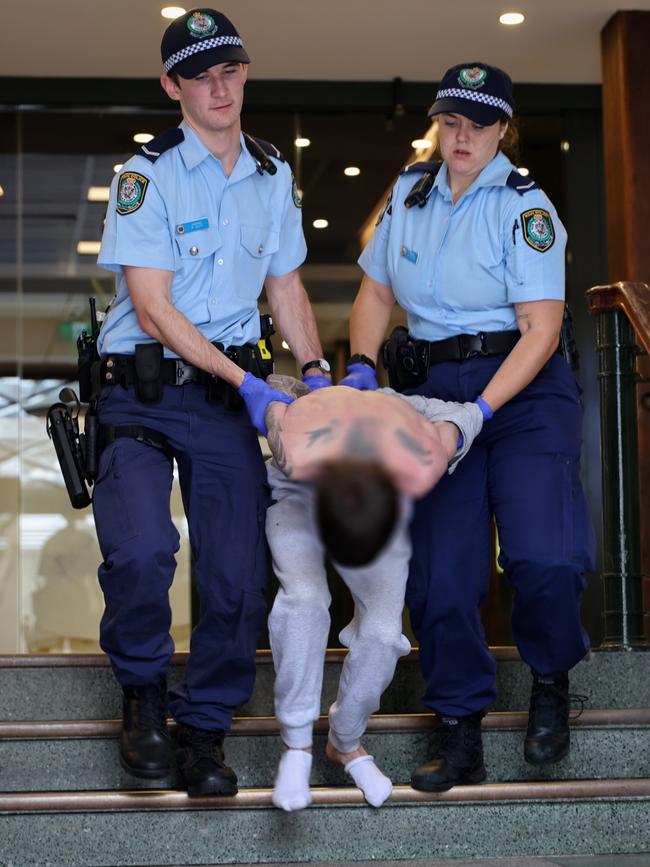 Mr Sofilas during his arrest. Picture: NSW Police