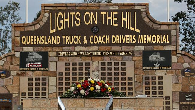 Oct 08, 2005, Opening ceremony for the ' Lights on the Hill' memorial wall dedicated to Qld truck and coach drivers who have lost their lives. The name originated from the famous Slim Dusty trucking song "Lights On The Hill". Before the late Slim Dusty passed away, he and his wife Joy agreed to use the name "Lights On The Hill" and to be patrons of the memorial.