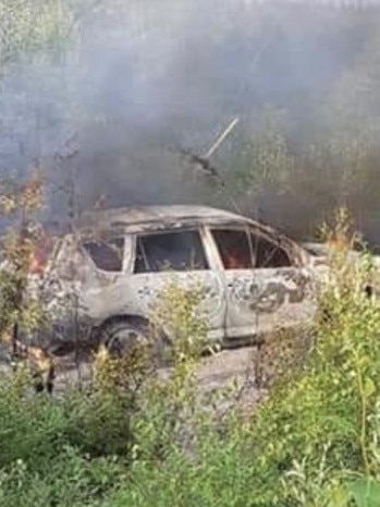 A Toyota Rav4 found by Canadian police which is connected to the teen fugitives. Picture: Supplied