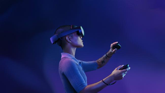 A user with Facebook’s Meta Quest Pro VR headset. Picture: AFP