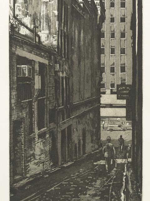 A drawing of Hosier Lane from 1990. Picture: State Library Victoria