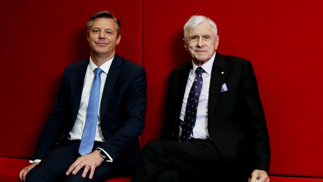 Seven West Media chief executive James Warburton with Kerry Stokes. Picture: Nikki Short