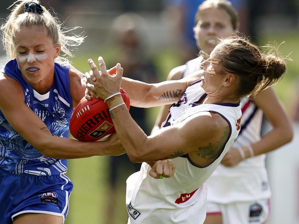 Dockers star Kiara Bowers had a slow start, but warmed into the game. Picture: Getty Images