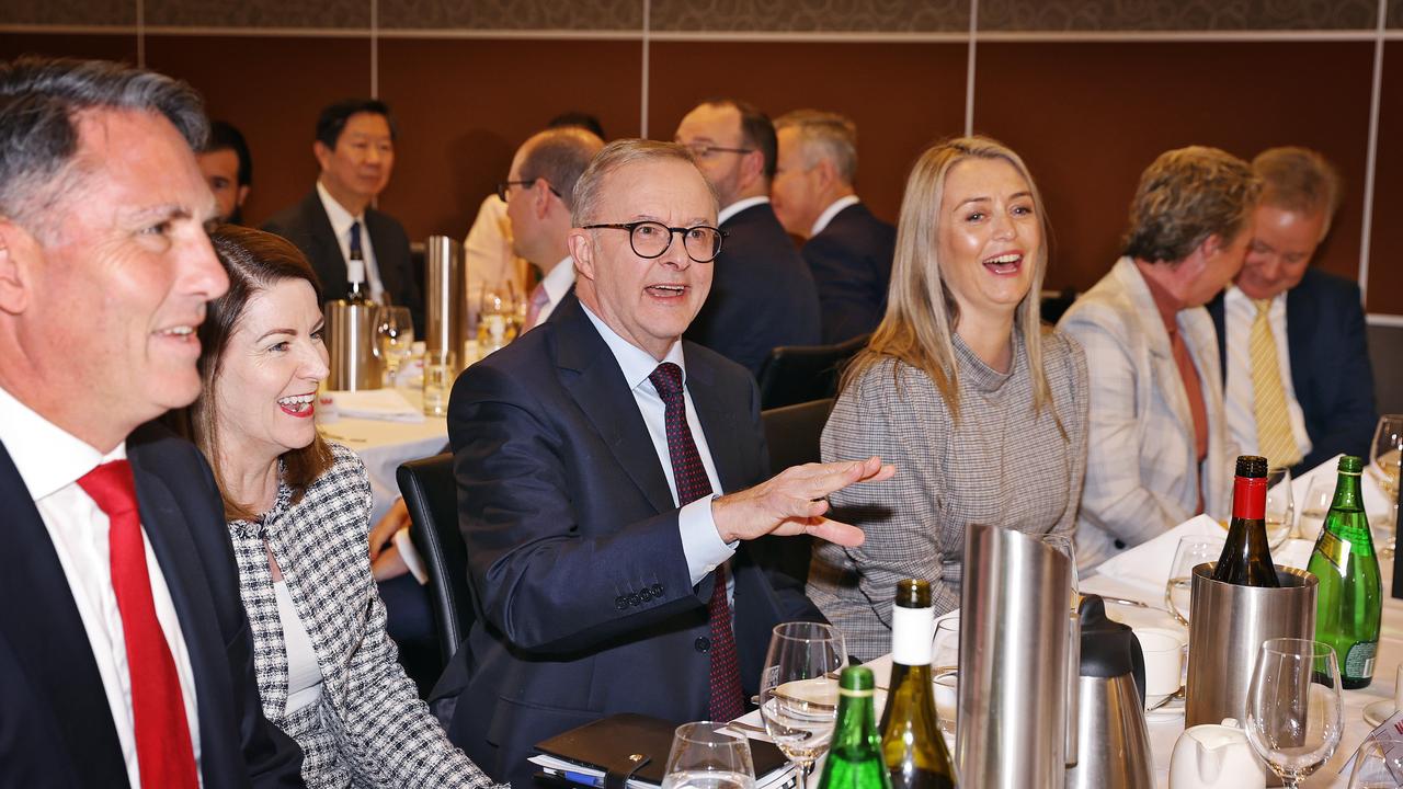 Federal Labor leader Anthony Albanese is in Canberra at the National Press Club. His was joined by partner Jodie Haydon for lunch. Picture: Sam Ruttyn