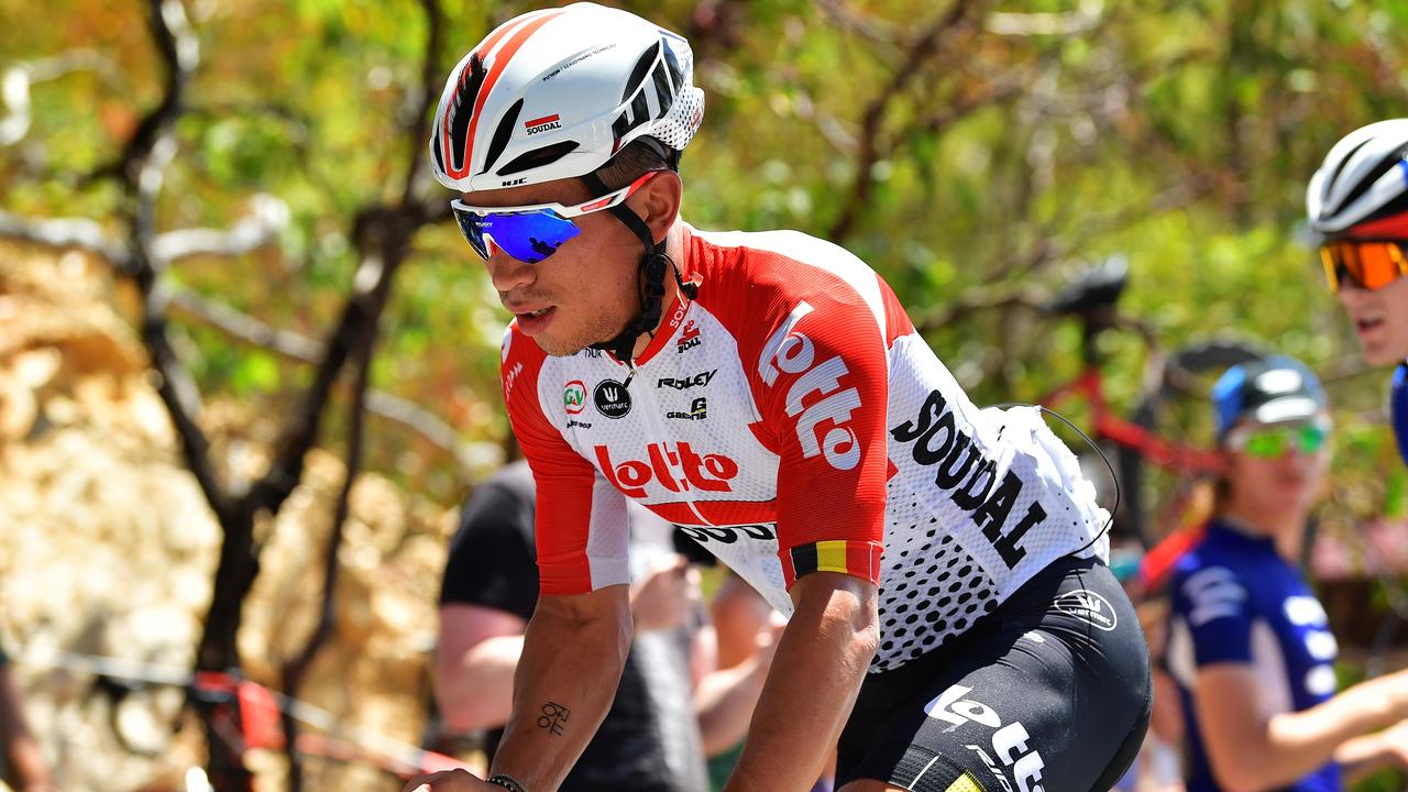 Australia’s cycling star Caleb Ewan in action during the Tour Down Under.