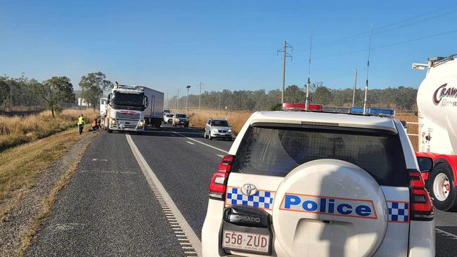 A crash at Midgee cut the Bruce Highway in both directions on Tuesday morning. Photo: Darryn Nufer