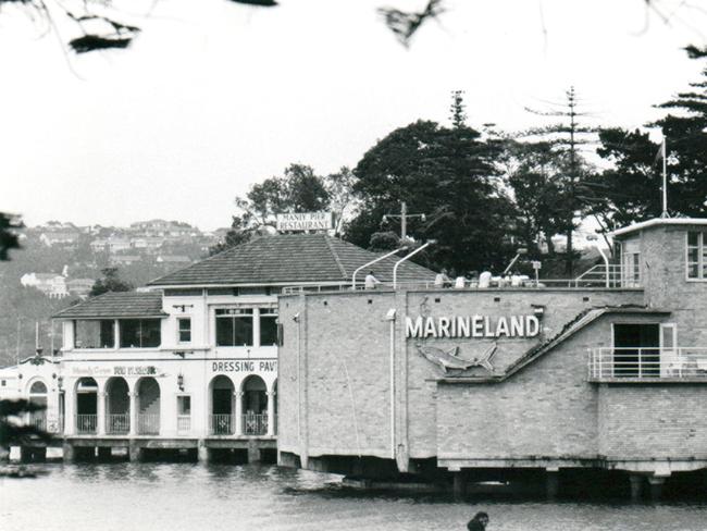 Marineland obscuring the view of the dressing pavilion. Picture Northern Beaches Library