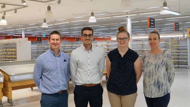 Savills Adelaide retail leasing executive Frank Noto (second) with Matt Kain, Lauren Smith and Shae Landon from Herbert Commercial at the former Mount Gambier Coles site. Picture: Jessica Ball