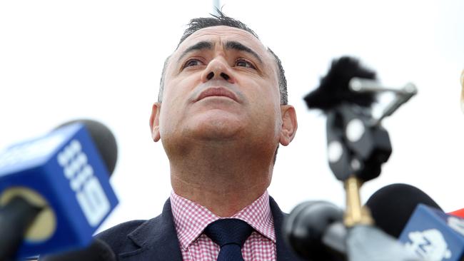 NSW Deputy Premier John Barilaro has stood by his call for the PM to go, during a roads campaign launch in Queanbeyan today. Picture: Gary Ramage