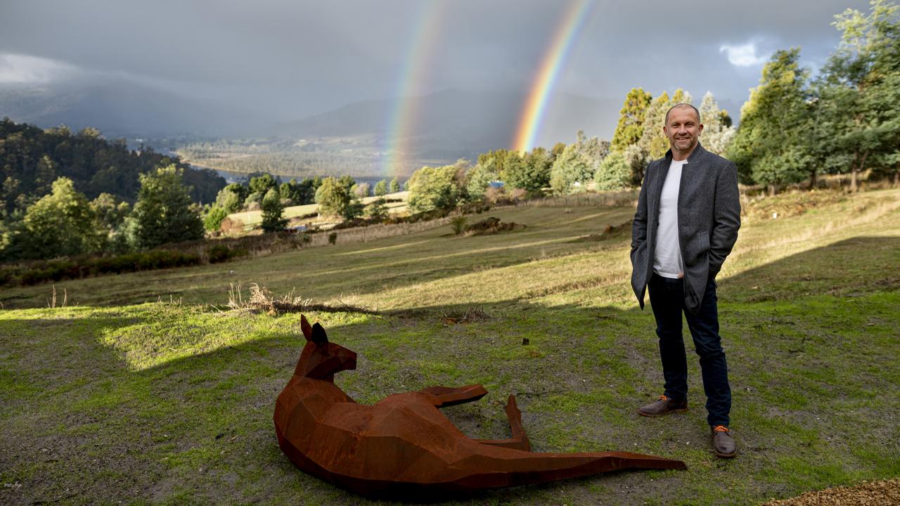 Grand Designs Australia host Anthony Burke in Tasmania’s Huon Valley. Picture: Brad Harris