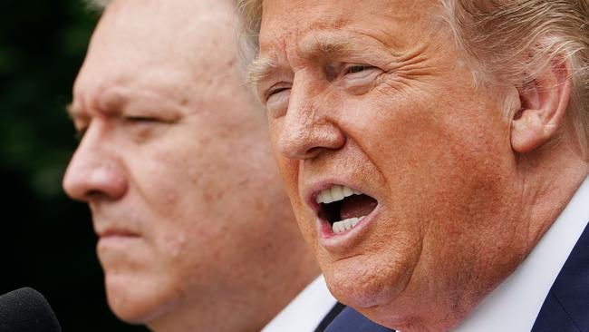 US President Donald Trump, with Secretary of State Mike Pompeo. Picture: AFP