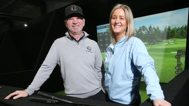 Brad and Justine Lamb at The Golf Institute. Picture: Alan Barber