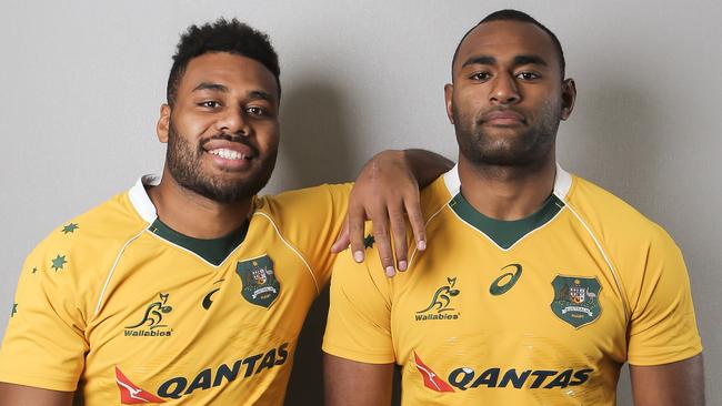 Samu Kerevi (left) and Tevita Kuridrani will combine in the centres for the Wallabies against England on Saturday night.