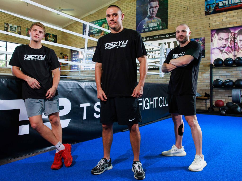 Nikita, Tim and Joel Camilleri are planning on training and developing the next generation of Aussie boxers. Picture: Justin Lloyd.