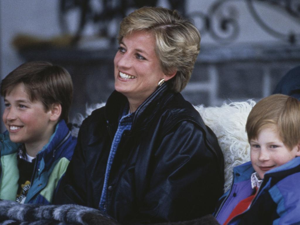 Princess Diana with Prince William and Prince Harry on a skiing holiday in Lech, Austria, in March 1993. Picture: Jayne Fincher/Princess Diana Archive/Getty Images.