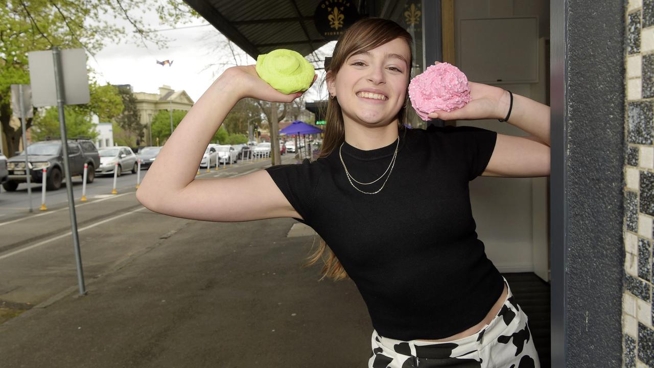 Tayla Winiecki, 17, is opening a slime store in Geelong for her business, Mooey Gooey Slimes, which she started in 2019 with her mum Kaye. Picture: Alan Barber