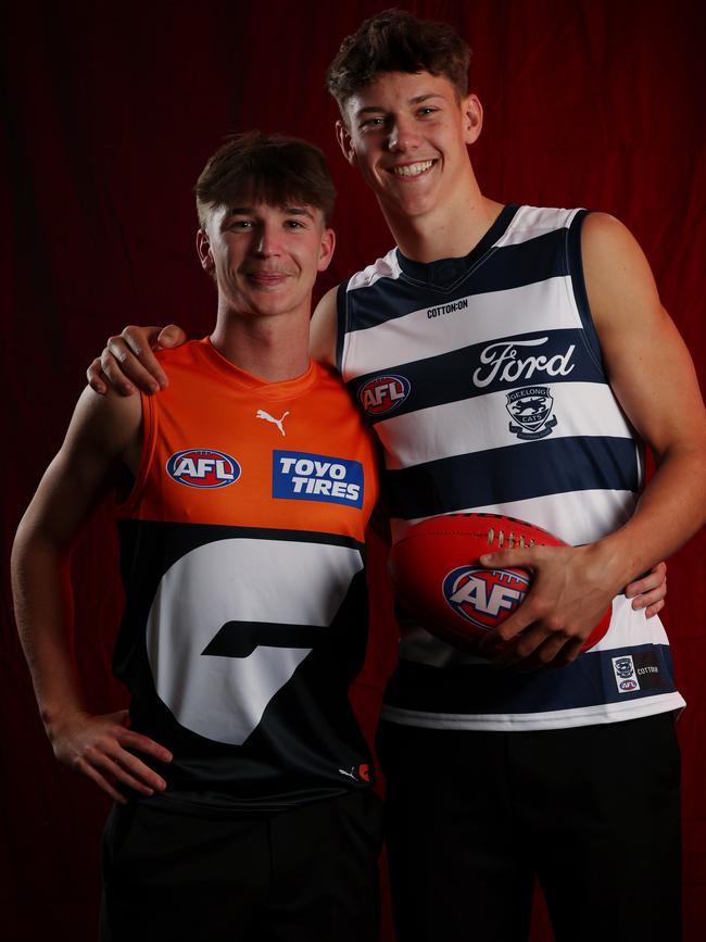 Best mates from Albury, Phoenix Gothard and Connor O’Sullivan, were drafted by Greater Western Sydney and Geelong. Picture: Michael Klein