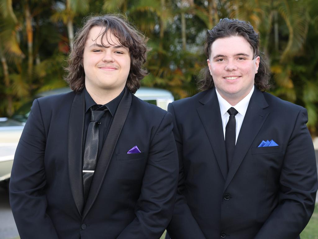 Jaxon Tery and Nash Ross at Coombabah State 2024 High School Formal at the Gold Coast Turf Club. Picture: Portia Large.