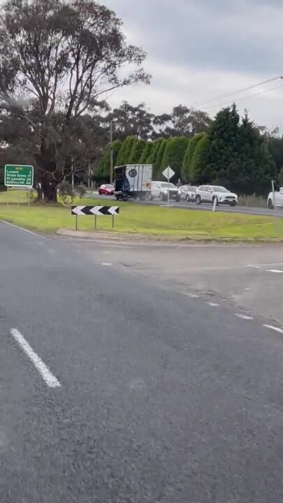 Truck on wrong side of highway