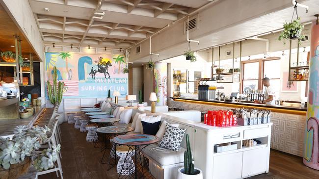 Rancho Seltzo at Bondi Beach is a six month pop-up collaboration offering resort style tropical drinks like slushies as well as a bar with a huge focus on seltzers. Picture: Richard Dobson