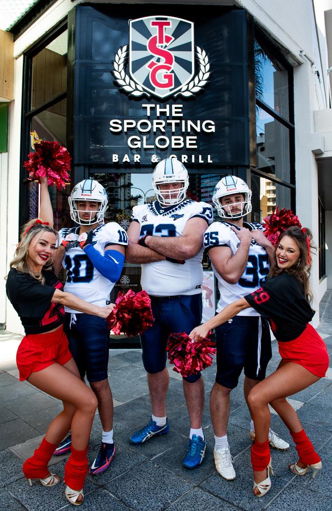 Gemma Godwin, Aryan Sabet, Ken Lee, Jacob Smith, Amy Doyle at The Sporting Globe Surfers Paradise. Picture: Carey Cam