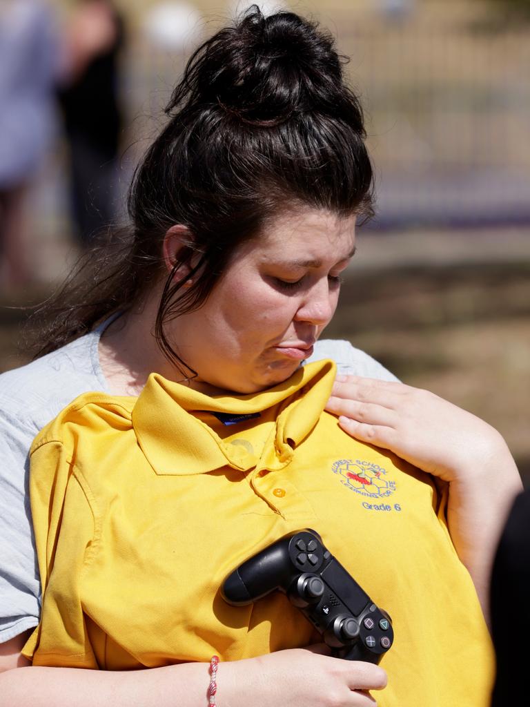 Ms Gardam visited Hillcrest Primary School on Saturday and left behind some of Zane’s possessions. Picture: NCA NewsWire / Grant Viney