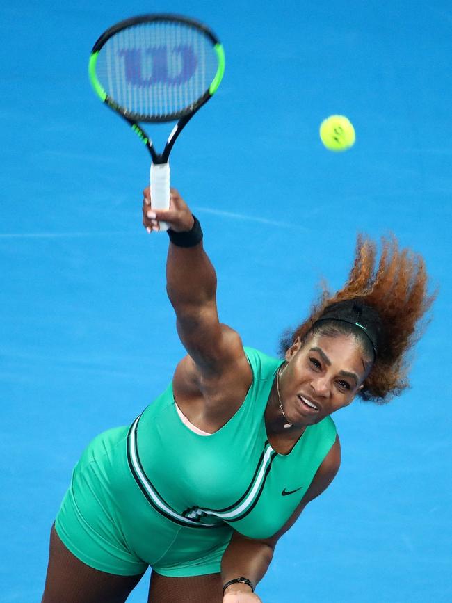 Serena Williams serves. Picture: Getty