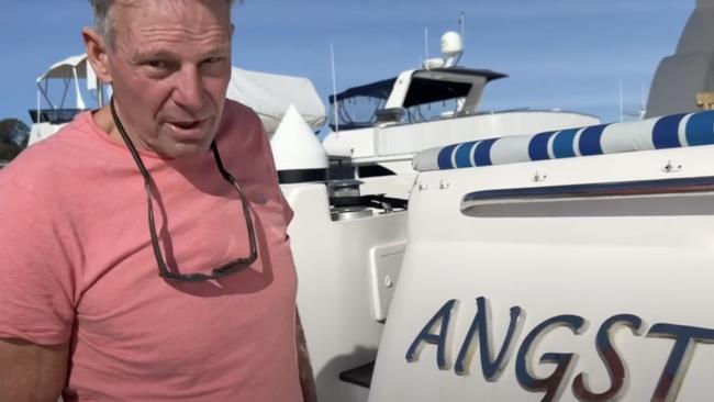 Sam Newman and his friend Sue Stanley, left Queenscliffe on May 27 and are heading to the Whitsunday Islands in Queensland, raising awareness for the Rule Prostate Cancer organisation along the way on board Sams boat ANGST. Picture: Youtube.