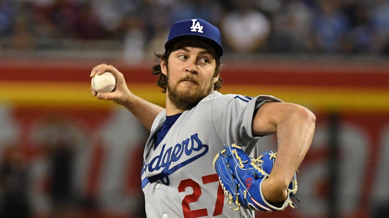 Trevor Bauer of the Los Angeles Dodgers. Photo by Norm Hall / GETTY IMAGES NORTH AMERICA / AFP