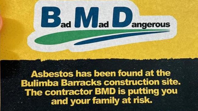 Residents neighbouring a construction site in Brisbane south have received an asbestos warning notice in their letterboxes. Photo: Supplied