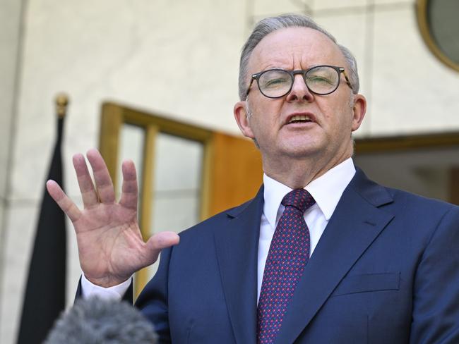 CANBERRA, AUSTRALIA  - NewsWire Photos - February 5, 2025: Prime Minister Anthony Albanese and Minister for Health and Aged Care Mark Butler hold a press conference at Parliament House in Canberra NewsWire / Martin Ollman