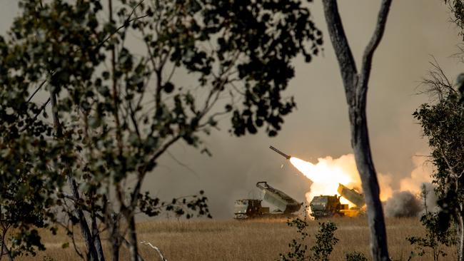 The US Marine Corps launches a missile during Talisman Sabre 2021.