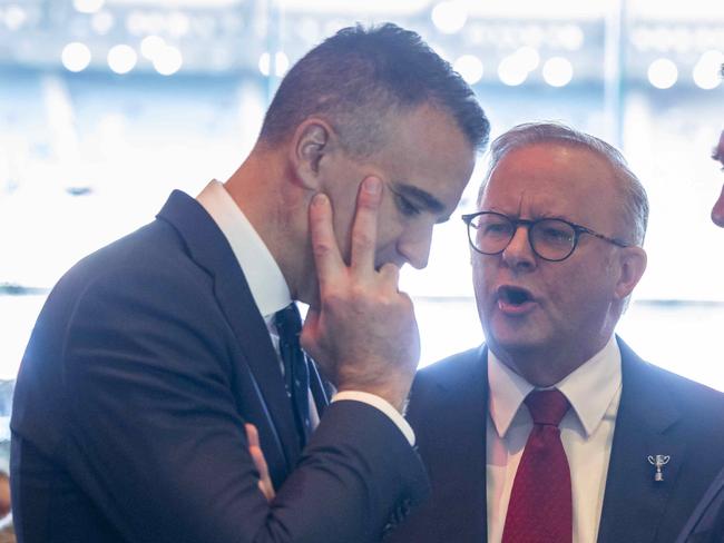 28-09-2024 - AFL Grand Final breakfast. (L-R) Peter Malinauskas, PM Anthony Albanese and Richard Marles. Picture: AFL Photos / Wayne Taylor