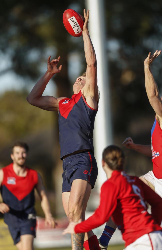 Gun Bentleigh ruckman Mitch Smart wins a tap against Port Melbourne Colts.