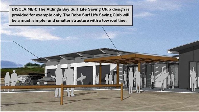 Images of the Aldinga SLSC (built in 2022) have been used as placeholders for the currently undesigned Robe. Picture: Facebook.