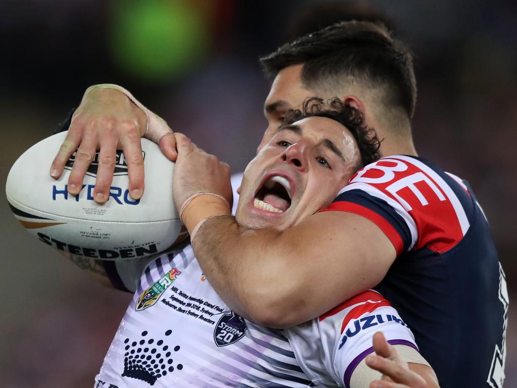 Melbourne's Billy Slater during the 2018 NRL Grand Final between the Sydney Roosters and Melbourne Storm at ANZ Stadium, Sydney. Picture: Brett Costello