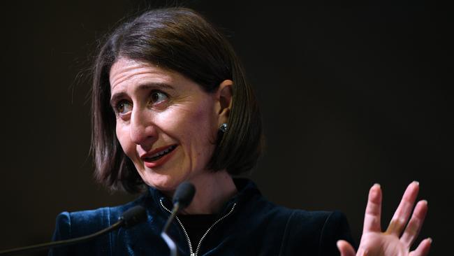 NSW Premier Gladys Berejiklian delivers an address to the Western Sydney Business Connection lunch at Warwick Farm. (AAP Image/Dan Himbrechts)