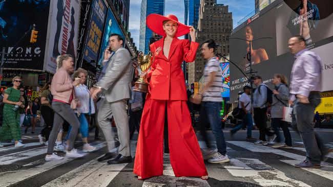 David Jones Ambassador Victoria Lee in New York ahead of the 2019 Stella Artois Caulfield Cup Carnival. Picture: Jason Edwards