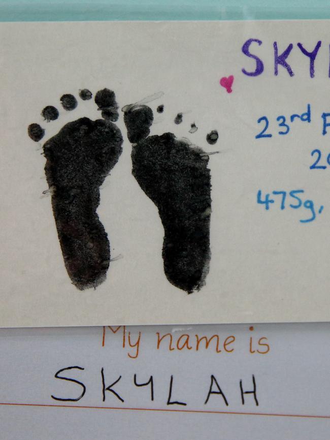 Skylah Austin’s tiny footprints. Picture: Sam Ruttyn