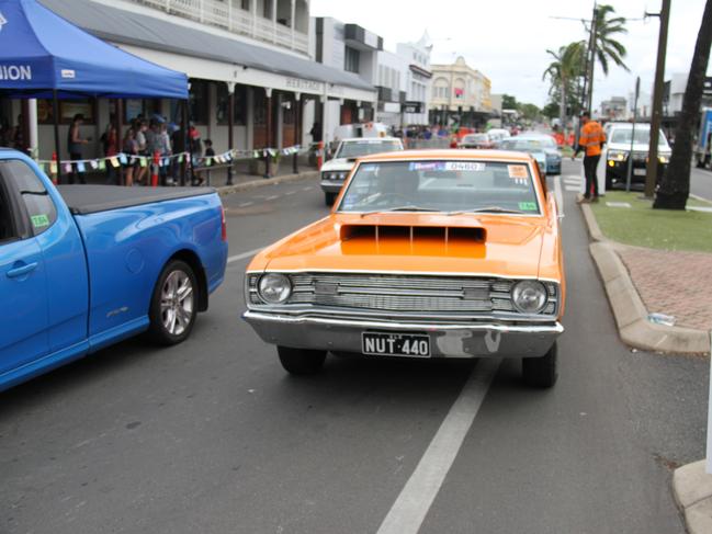 Shane Cattle of Townsville lines up for the Rockynats Street Drags in his 440 big block V8 Dodge hard top. Picture: Rodney Stevens