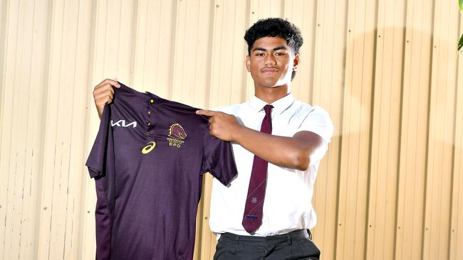 Karl Oloapu of Wavell SHS is Broncos’ signed.. Picture, John Gass