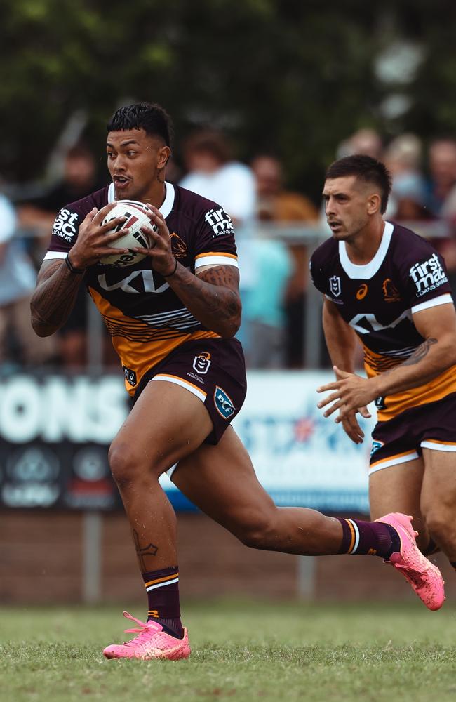 Brisbane Broncos prop Xavier WIllison impressed in the trial match against Wynnum Seagulls. Picture: Zak Simmonds