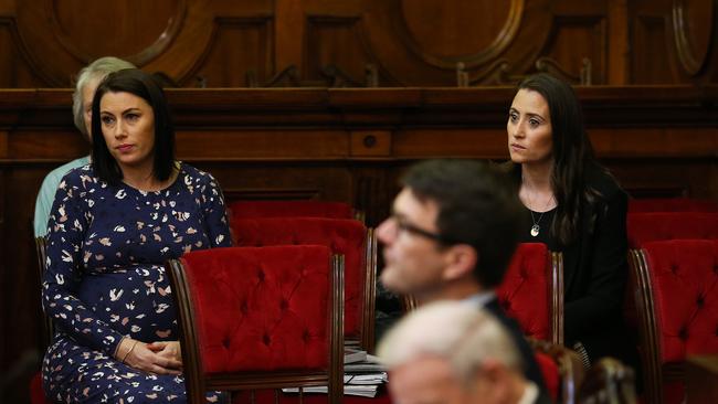 Natalie and Jacqui Gray look on during the Voluntary Assisted Dying Bill debate in the Legislative Council. Picture: Zak Simmonds