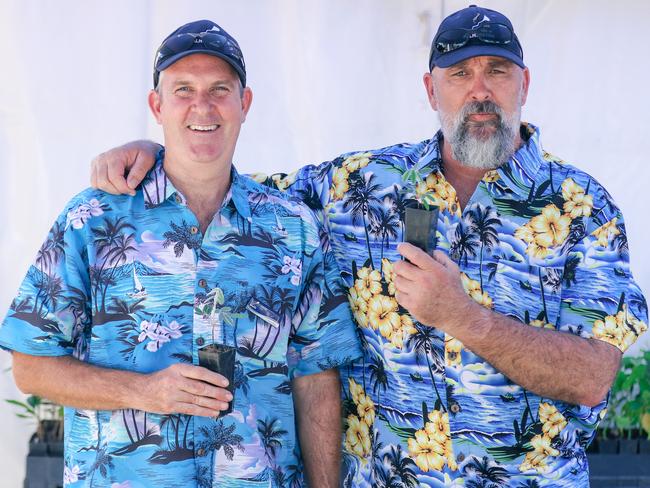 David Hoy and Nigel Wilson enjoying day two of the Royal Darwin Show. Picture: Glenn Campbell