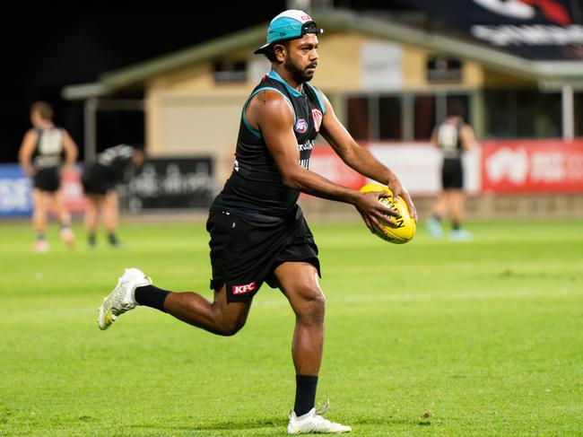 Willie Rioli at Port Adelaide training on Wednesday night. Picture: Tim Joy