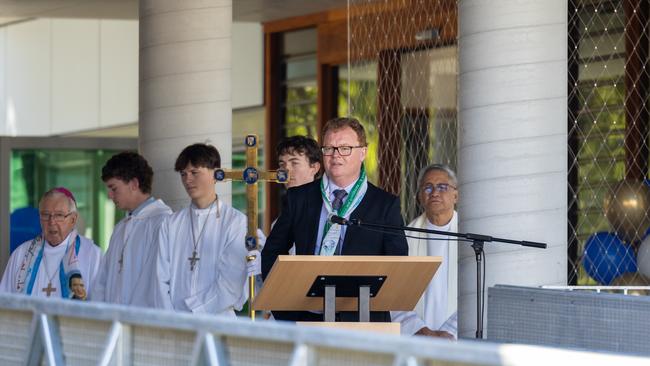 Marist principal John Newman and students at the opening. Picture: MCA