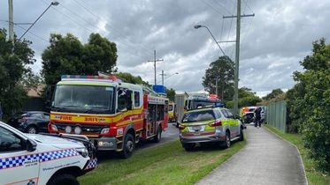 Emergency services on scene at a head-on crash between a police van and a ute, north of Brisbane. Picture Brisbane Incident Alerts