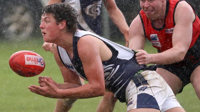 Evan Donoghue in action for Melton Centrals. Picture: Hamish Blair